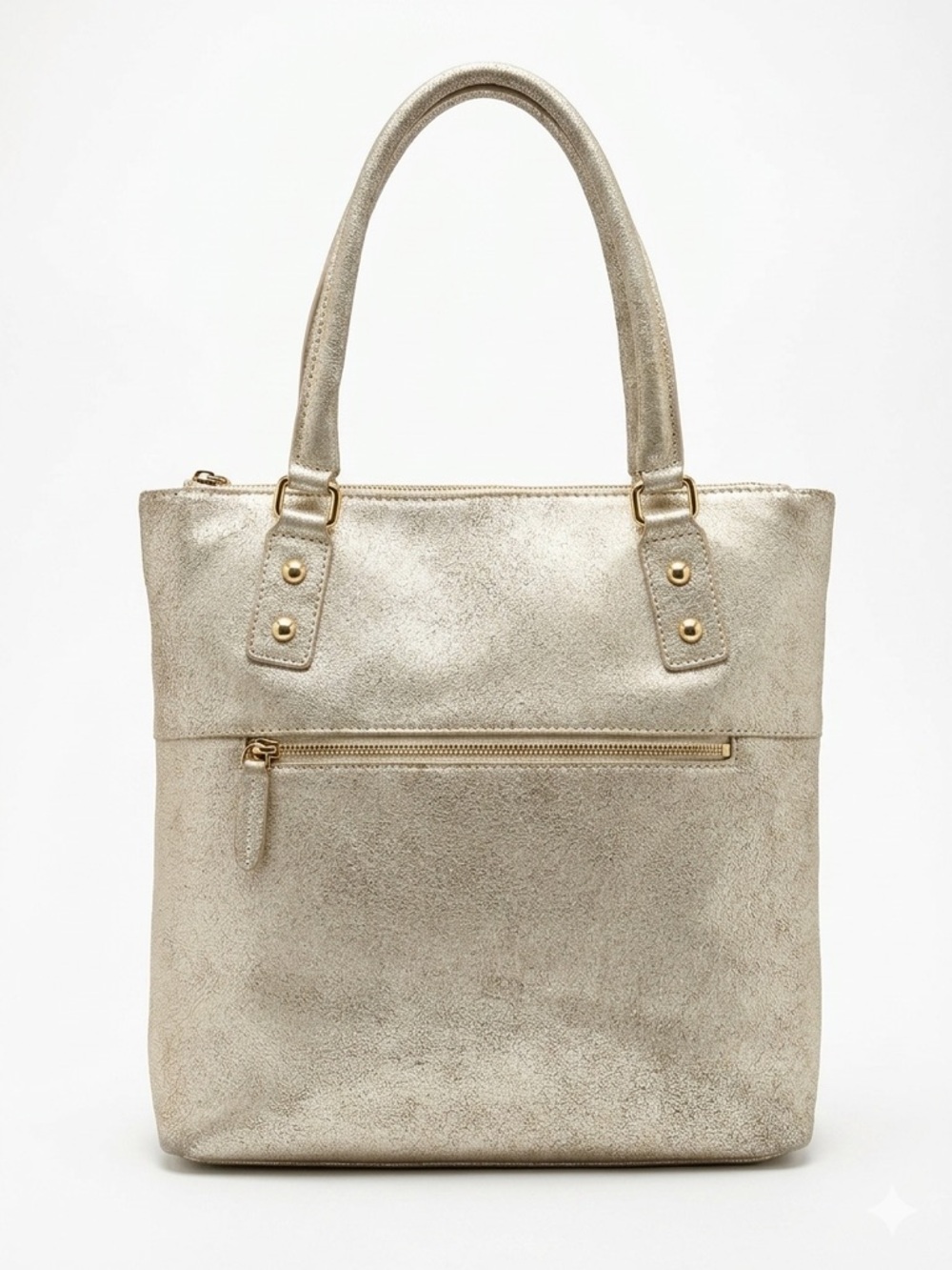 J. Crew Vintage Metallic Gold Leather Shopper Tote Bag Y2K Distressed 2009